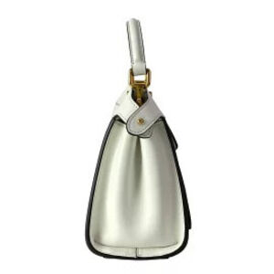 Fendi Peekaboo Iconic Handbag Flap Pocket White Leather